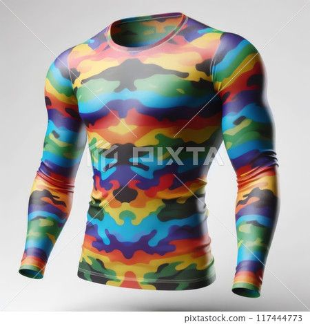 A high-quality mockup of a floating, long-sleeved men's shirt in various colors, ideal for ecommerce, fashion design, and marketing use 117444773