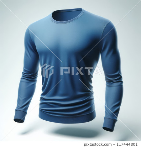 A high-quality mockup of a floating, long-sleeved men's shirt in various colors, ideal for ecommerce, fashion design, and marketing use 117444801