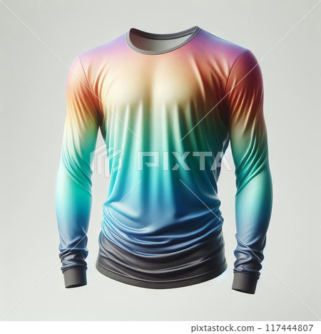 A high-quality mockup of a floating, long-sleeved men's shirt in various colors, ideal for ecommerce, fashion design, and marketing use 117444807