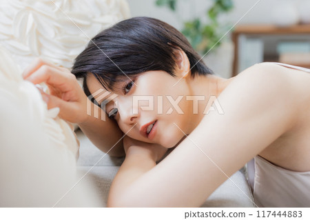 Beauty image of a woman with short hair Beauty image of a woman with short hair 117444883