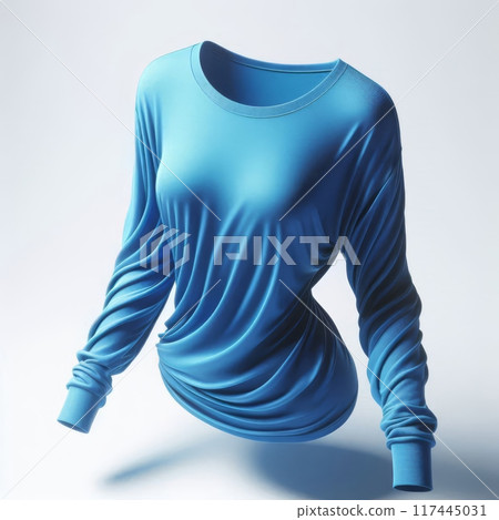 Floating Female Long-Sleeved Shirt Mockup in Multiple Colors for Fashion and Apparel Design isolated on a white background 117445031