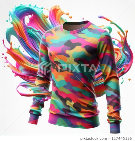 Dynamic Floating Long-Sleeved Shirt Mockups for Vibrant Laundry Detergent Commercials isolated on white Dynamic Floating Long-Sleeved Shirt Mockups for Vibrant Laundry Detergent Commercials isolated on white 117445156