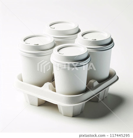 A vibrant array of colorful, transparent, and rainbow takeaway cup mockups on a white background, perfect for stock photos and branding A vibrant array of colorful, transparent, and rainbow takeaway cup mockups on a white background, perfect for stock photos and branding 117445295