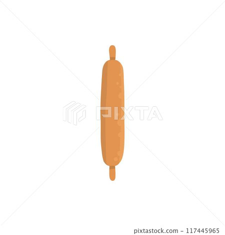 Baking ingredient. Cartoon kitchen tool for pastry and sweet bakery, rolling pin. Vector isolated. Utensil and product for baking pastry Baking ingredient. Cartoon kitchen tool for pastry and sweet bakery, rolling pin. Vector isolated. Utensil and product for baking pastry 117445965