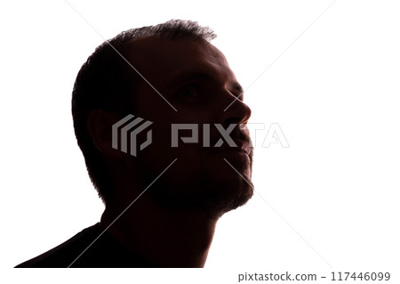 Man young unshaven businessman business clothes silhouette - white background isolate Man young unshaven businessman business clothes silhouette - white background isolate 117446099