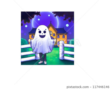 Illustration of a ghost cosplay for Halloween Illustration of a ghost cosplay for Halloween 117446146