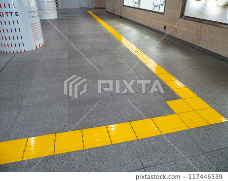 Example of braille block installation in underground pedestrian space Example of braille block installation in underground pedestrian space 117446589