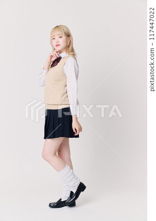 Blonde schoolgirl 117447022