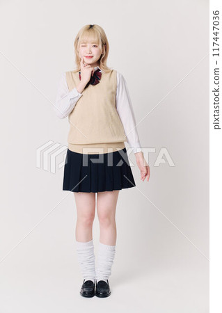 Blonde schoolgirl 117447036