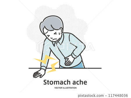 Young man suffering from stomach ache 117448036