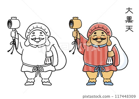 Simple and cute illustration set of Daikokuten 117448309