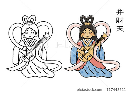簡單可愛的弁財天插畫集 117448311