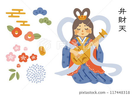 Simple and cute illustration set of Benzaiten 117448318