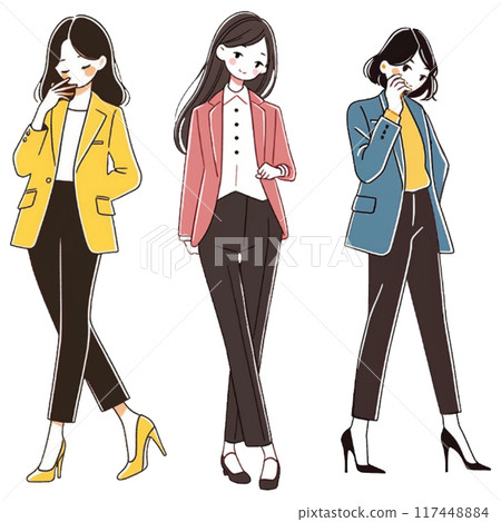 Full body of a woman in pants style 117448884