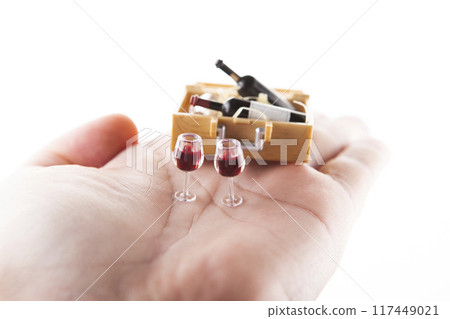 image of miniature wine bottle glass white background image of miniature wine bottle glass white background 117449021