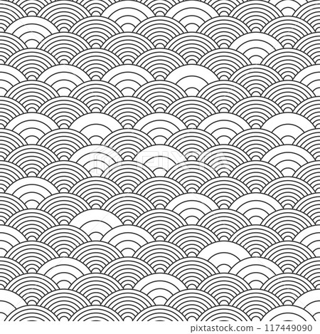 Japanese pattern seamless wave vector background of black and white color. Japanese pattern seamless wave vector background of black and white color. 117449090