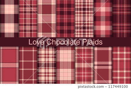 Love chocolate plaid bundles, textile design, checkered fabric pattern for shirt, dress, suit, wrapping paper print, invitation and gift card. 117449100