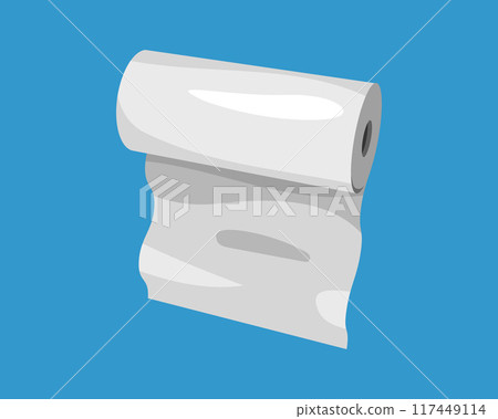 Textile roll vector icon. Paper tube illustration design for kitchen cleaning towel, carpet, scroll whatman, fabric. 117449114