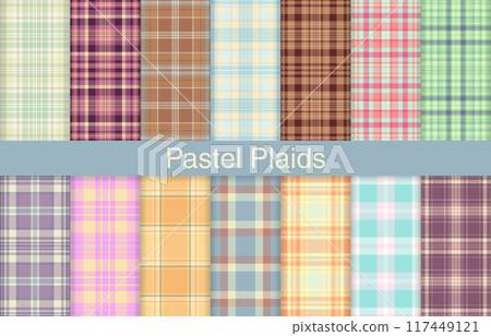 Pastel plaid bundles, textile design, checkered fabric pattern for shirt, dress, suit, wrapping paper print, invitation and gift card. 117449121