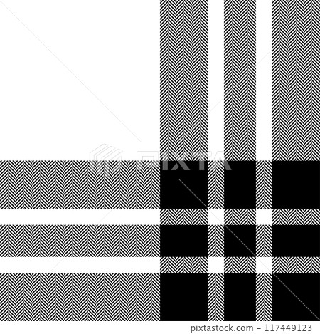 Plaid check pattern in black and white. Seamless fabric texture. Tartan textile print. Plaid check pattern in black and white. Seamless fabric texture. Tartan textile print. 117449123