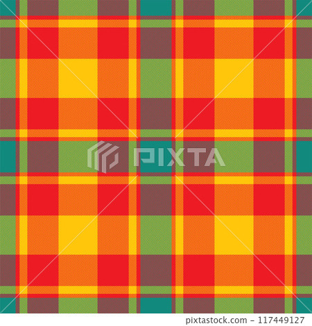 Plaid seamless pattern in red. Check fabric texture. Vector textile print. Plaid seamless pattern in red. Check fabric texture. Vector textile print. 117449127