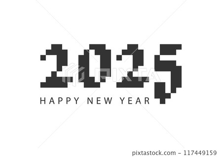 Happy New Year 2025 typography template calendar cover. Vector design for poster, banner, greeting card and invitation. Happy New Year 2025 typography template calendar cover. Vector design for poster, banner, greeting card and invitation. 117449159