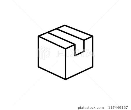Delivery packaging vector icon. Cargo cardboard box icons. Carton package sign from line geometric shapes. Delivery packaging vector icon. Cargo cardboard box icons. Carton package sign from line geometric shapes. 117449167