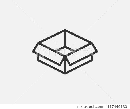 Delivery packaging vector icon. Cargo cardboard box icons. Carton package sign from line geometric shapes. 117449180