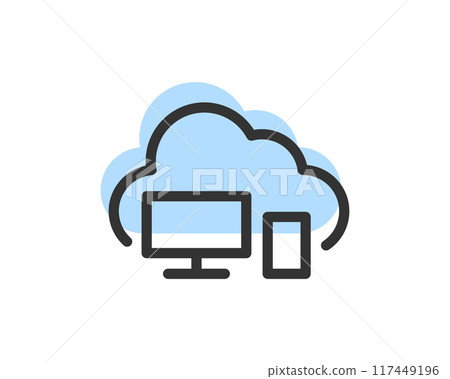 Cloud Storage And Data Transfer Vector Icon. Computing Service And Network Related Line Icons. Database And Server, Cyber Security, Digital Transformation. Cloud Storage And Data Transfer Vector Icon. Computing Service And Network Related Line Icons. Database And Server, Cyber Security, Digital Transformation. 117449196
