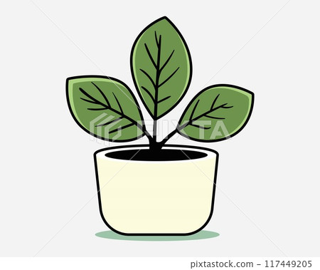 Plant in pot for home decoration. Houseplant vector illustration, isolated on white. 117449205
