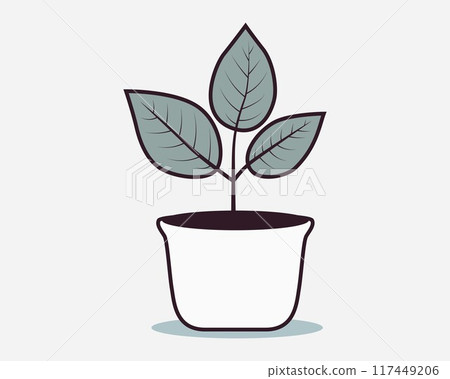 Plant in pot for home decoration. Houseplant vector illustration, isolated on white. 117449206
