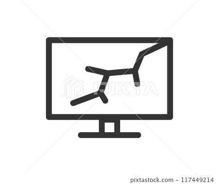 Scratched surface icon. Scratch resistant sign. Broken screen symbol. 117449214