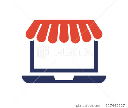 Shopping store logo for mobile e comerce and local market branding. Online shop icon simple minimalist sign for payments, shipping and sale, vector illustration. Shopping store logo for mobile e comerce and local market branding. Online shop icon simple minimalist sign for payments, shipping and sale, vector illustration. 117449227