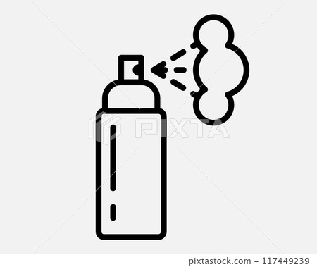 Hand drawn paint spray bottle icon. Airbrush line simple graffiti art aerosol balloon logo. Hand drawn paint spray bottle icon. Airbrush line simple graffiti art aerosol balloon logo. 117449239