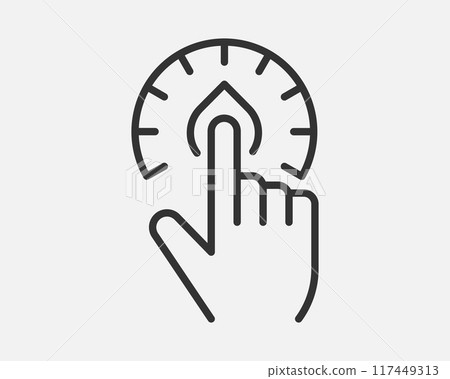 Light dimmer icon line trendy design. Electricity lamp saving energy sign. Black and white flat style. Light dimmer icon line trendy design. Electricity lamp saving energy sign. Black and white flat style. 117449313
