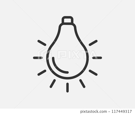 Light dimmer icon line trendy design. Electricity lamp saving energy sign. Black and white flat style. 117449317