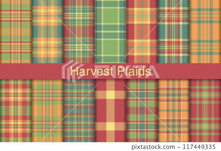 Harvest plaid bundles, textile design, checkered fabric pattern for shirt, dress, suit, wrapping paper print, invitation and gift card. Harvest plaid bundles, textile design, checkered fabric pattern for shirt, dress, suit, wrapping paper print, invitation and gift card. 117449335