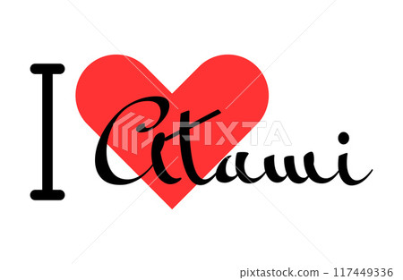 I love Atami, city of Japan. Hand drawn letters with red heart. Vector illustration lettering, modern design I love Atami, city of Japan. Hand drawn letters with red heart. Vector illustration lettering, modern design 117449336