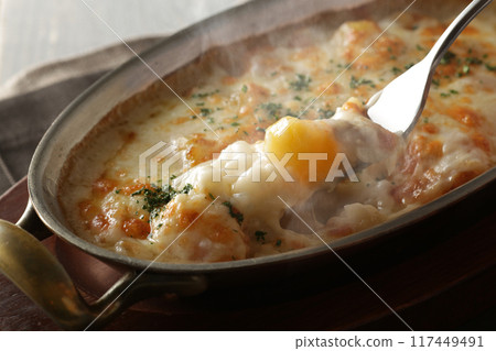 熱氣騰騰、看起來美味的焗烤菜 117449491