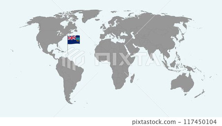 Pin map with Montserrat flag on world map. Vector illustration. Pin map with Montserrat flag on world map. Vector illustration. 117450104