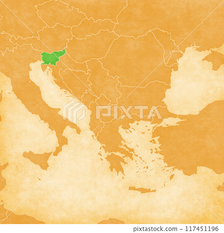 Ocher map of Balkans - Slovenia 117451196