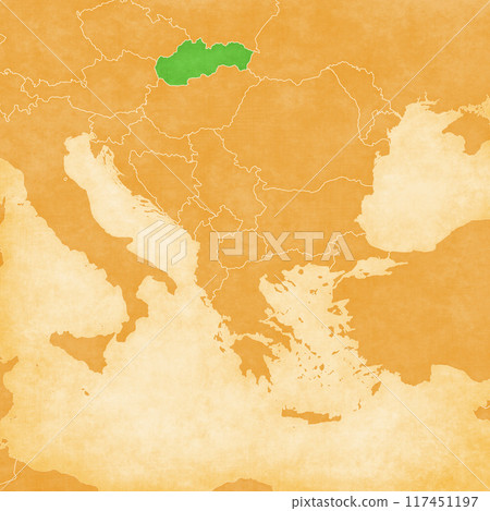 Ocher map of Balkans - Slovakia 117451197