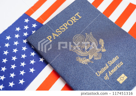 US passport isolated on white background, American citizen in United States of America. 117451316