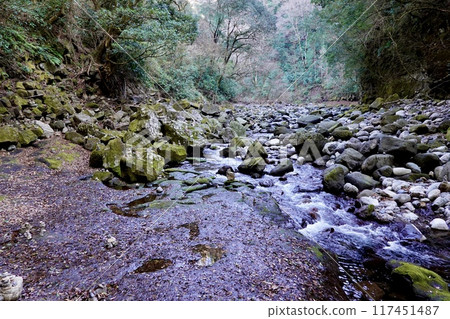 Takachiho: Iwato River in front of Gyobogaiwaya Cave in Amayasugawara, Takachiho Town, Nishiusuki District, Miyazaki Prefecture 117451487