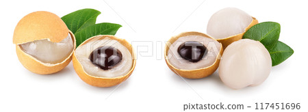 Fresh longan fruit isolated on white background close-up 117451696