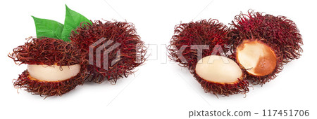 rambutan isolated on white background. Tropical fruit. Nephelium lappaceum 117451706
