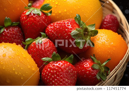 Fruit basket. Variety of a freashly harvested fruit. Ai generative 117451774