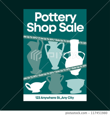 Green and White Pottery Shop Sale Flyer Design Template Green and White Pottery Shop Sale Flyer Design Template 117451980