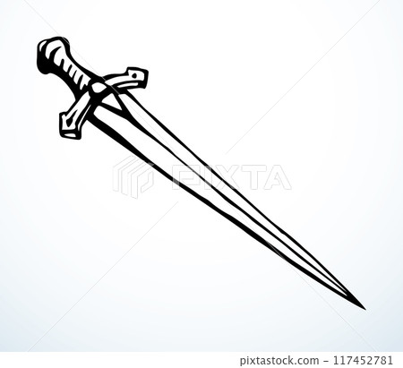Vector drawing. Big old sword 117452781