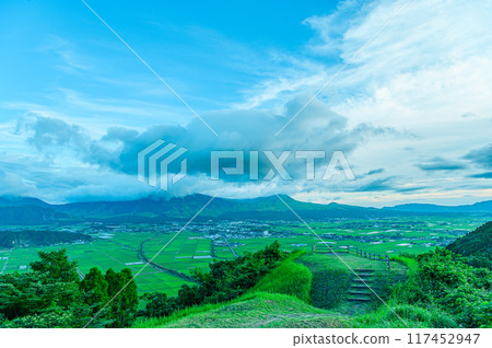 View from the observation deck of Mount Aso 117452947